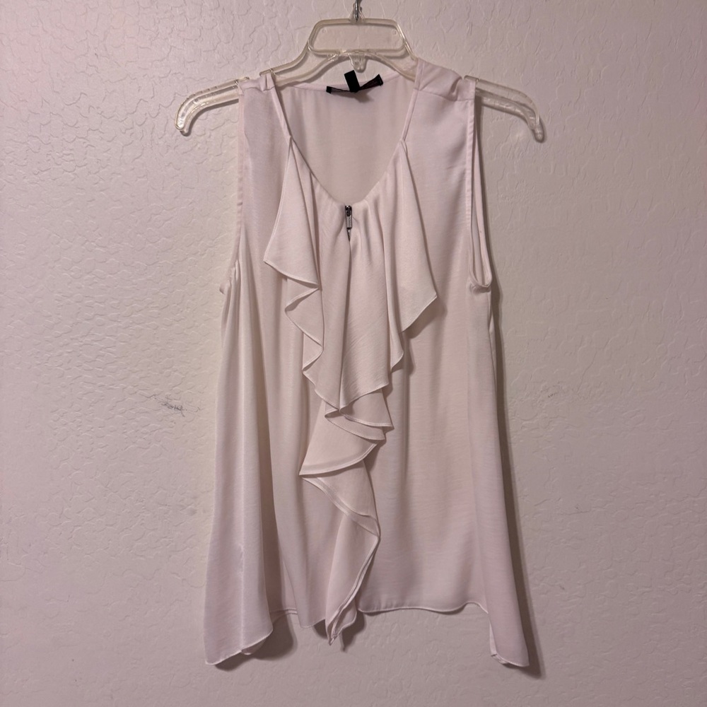 BCBGMaxAzria Cream Ruffle Blouse